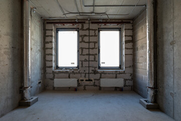 Rough-in interior - electrical wiring and HVAC duct installation