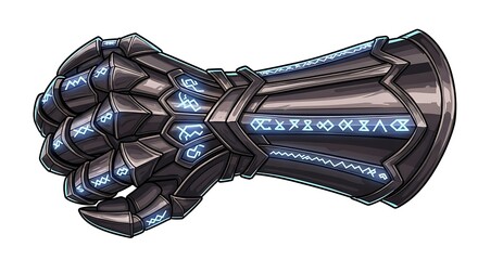 Fantasy Gauntlet with Glowing Runes and Intricate Design.