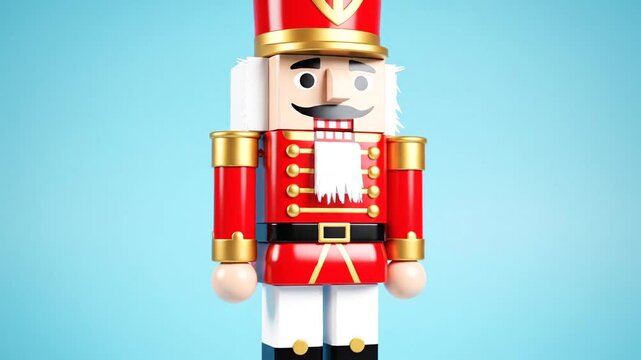 Colorful Nutcracker Toy Against Blue Background