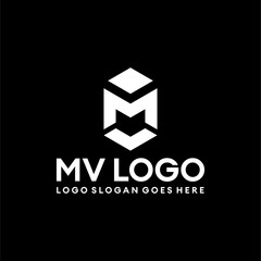 MV Monogram logo vector image