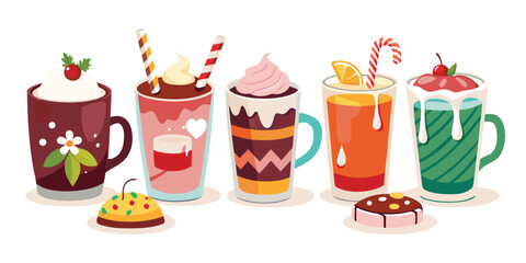 Fototapeta premium Drinks beverages mugs cups desserts sweets treats holiday festive winter warm cozy
