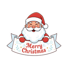 Smiling Santa Claus Holding Season's Greetings Banner