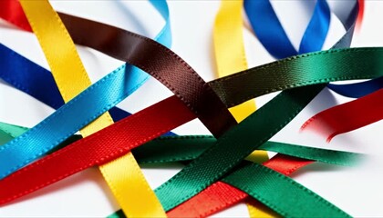 abstract ribbons intertwined to represent unity and cooperation, perfect for human disabilities day, inclusion support and seamless connection visual