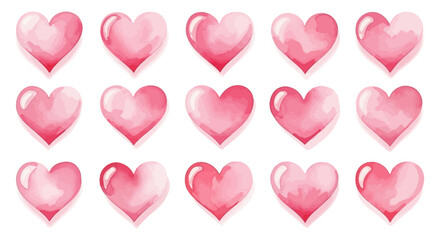 pink watercolor hearts artfully arranged in rows perfect for valentines day romantic invitations mothers day and sweet love-themed graphic designs.