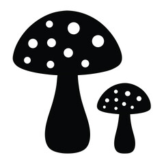 Black and white toadstool mushroom vector image with polka dots design