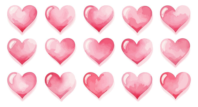 pink watercolor hearts artfully arranged in rows perfect for valentines day romantic invitations mothers day and sweet love-themed graphic designs.