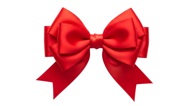 Vibrant red bow isolated on transparent background