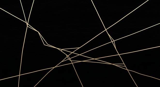 Abstract Gold Geometric Lines on Black Background pattern