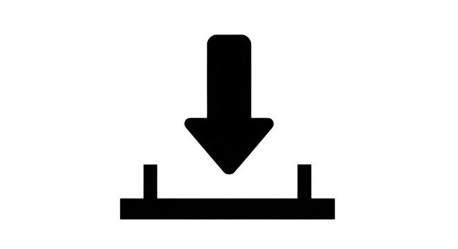 Sleek white download icon for websites and app interfaces on transparent background for easy integration