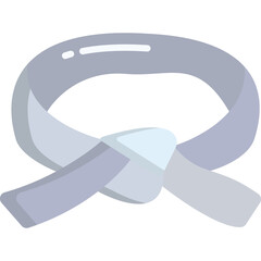 Light Gray Martial Arts Belt Tied in a Knot Isolated on a Transparent Background with Soft Shading Subtle Highlights and Smooth Edges
