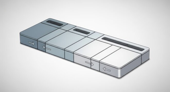 Modular linear actuator component displays opposing magnetic polarities for propulsion