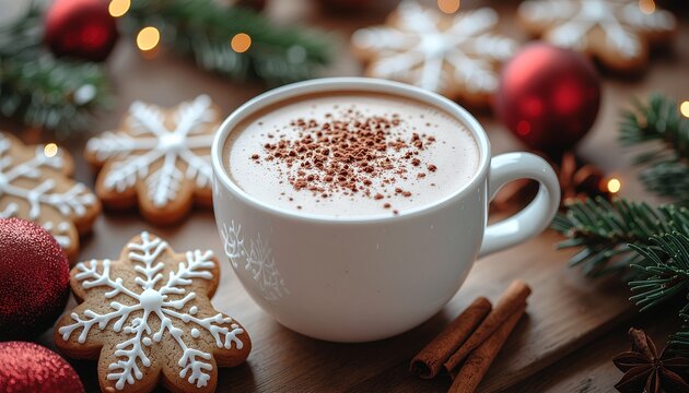 Christmas Cookies and Hot Cocoa Flatlay - Powered by Adobe
