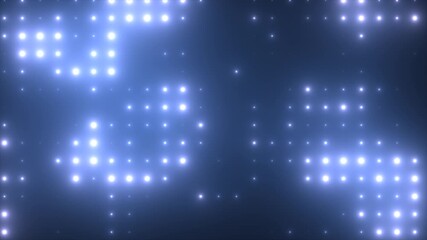 Abstract luminous blue neon disco wall background with glowing square dots and futuristic vibe 4k