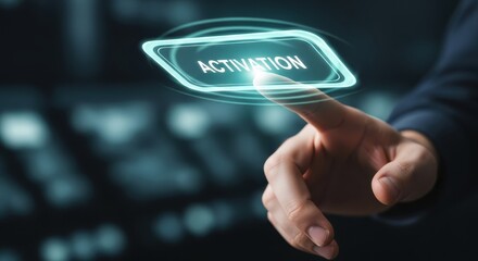 Activating digital interfaces through touch interaction on interactive display panel futuristic