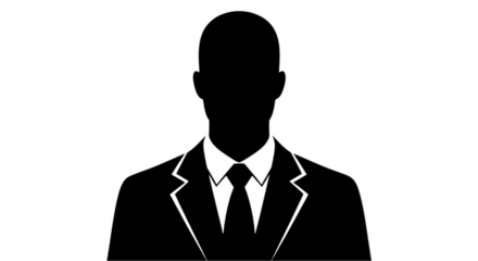 Sleek modern silhouette of a person in a business suit for anonymous professional representation and identity concepts