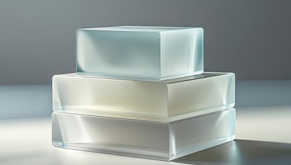 Stacked translucent soap bars in a minimalist composition.