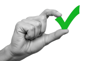 hand holding green check mark