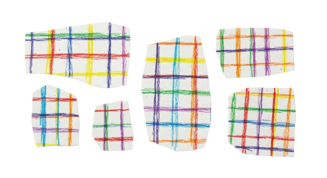 set of colorful crayon color checks paper cutouts - Powered by Adobe