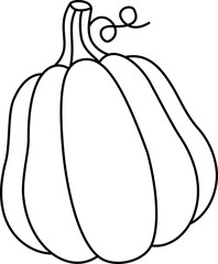 Long Gourd or Butternut Squash Outline Vector Illustration for Coloring Book. Autumn Harvest Line Art.