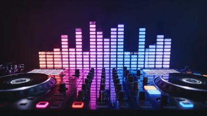 DJ Controller with Colorful Animated LED Music Equalizer Display.