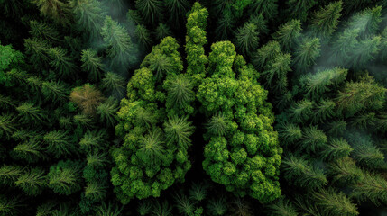 Aerial view of forest forming lung shape, symbolizing earth's lungs, for environmental advocacy and landscape design