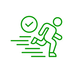 Good step employee icon set on transparent background. Action person green line icon set. Flat employee symbol illustration