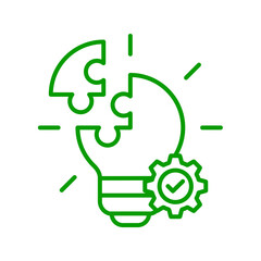 Problem solving icon set on transparent background. Business green line icon set. Flat problem solve management symbol illustration