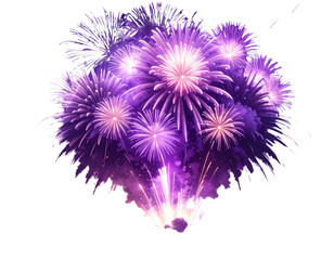 Purple firework exploding with transparent background