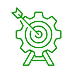 Target icon set on transparent background. Business purpose green line icon set. Flat business goals symbol illustration