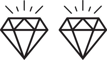 Glimmering Jewel Duo: Two dazzling, stylized diamonds sparkle brightly, evoking a sense of luxury, and timeless elegance. Capturing the pure essence of precious gemstones.