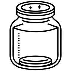 Outline icon of a glass jar with a coin at the bottom isolated on