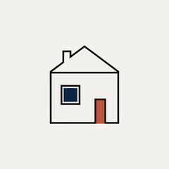 Simple Minimalist House Illustration with Clean Lines and Basic Shapes.
