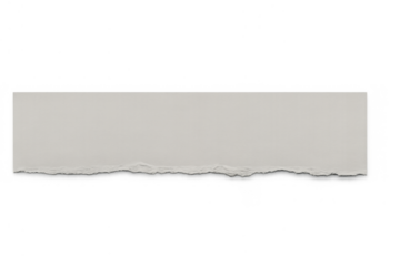 Blank white paper strip with a rough, torn bottom edge. Perfect for text, notes, or messages on a transparent background