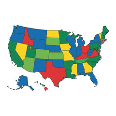 Color-Coded United States Map Illustrating State-Level Data and Geographical Distribution for Diverse Analytical Insights and Visual Presentations