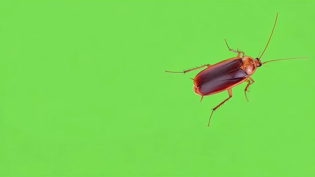 brown cockroach on isolated transparent green screen backgrounds 