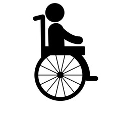 disabled person in wheelchair. disability icon with bold black outline featuring a seated person in a wheelchair.