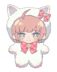 モコモコ着ぐるみを着せられた推しぬいのイラスト・推し活