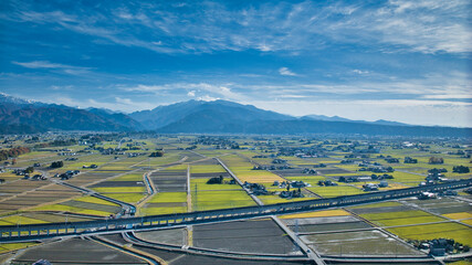 日本の富山県東部の入善町の秋の風景