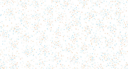 Soft pastel blue and orange dots scattered randomly across a clean white background, creating a cheerful abstract pattern for design.