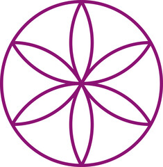 Naklejka premium Germ of Life Sacred Geometry Vector Illustration. Symbol of Beginnings, Seed of Life, and Creation.