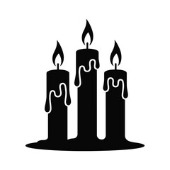 Obraz premium Three Burning Candles Silhouette - Light, Ceremony & Ambiance