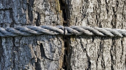lignin. Close-up of tree bark with rope marks and natural erosion patterns. ESG reports, sustainability campaigns, designed for environmental awareness campaigns, used by presentation designers.
