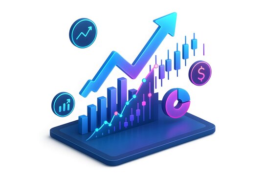 3D Financial Trading Infographic — Stock Market and Investment Analytics Concept
