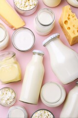 casein. Fresh dairy products neatly arranged under soft lighting with a clean pastel background. menu design, packaging mockups, designed for food delivery and cloud-kitchen brand materials.
