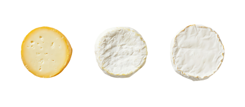 Three oval shapes of different textures and colors isolated on transparent background