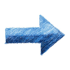 Blue Chalk Arrow Pointing Right Directional Sign for Navigation and Guidance Conceptual Image