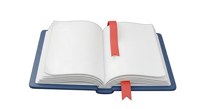 An open book with blank pages and a bookmark, representing education, learning, and knowledge