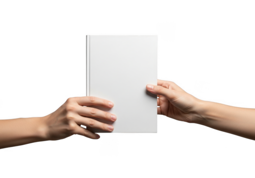 Hands Holding Book Isolated Presenting Reading Publication