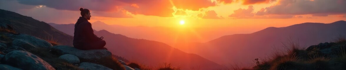 Fototapeta premium Serene sunrise illuminates a tranquil scene, embodying the quiet strength and peaceful promise found in hopeful meditation , contemplation, future