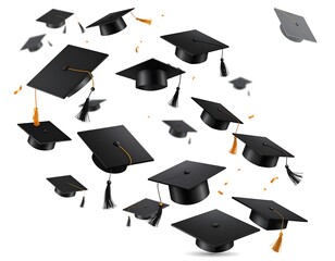 Graduation Caps Tossed in the Air - Celebrating Academic Achievement and Success.